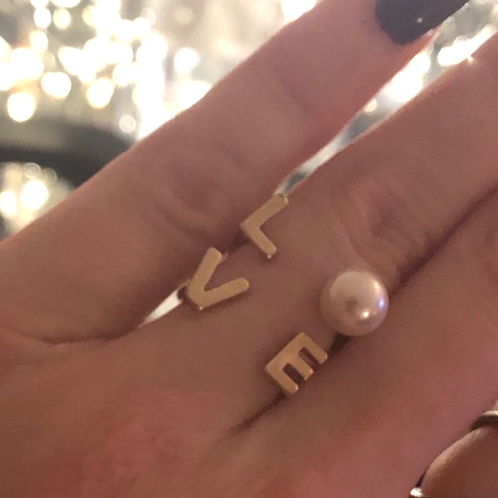 Faux Pearl Love Ring
